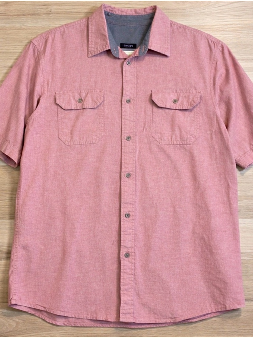 Wrangler Men’s Pink Short Sleeve Button Down Shirt Size L Western Lightweight